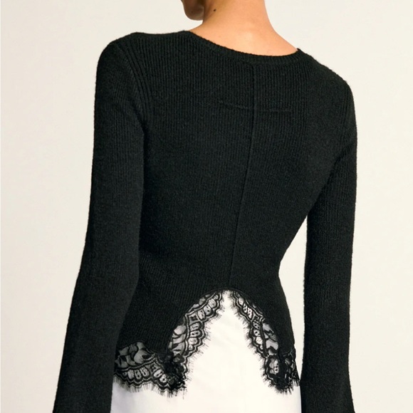 Commense Lace Hem Bell Sleeve Knit Top - Picture 2 of 8